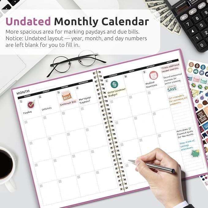 Budget Planner - Monthly Budget Book with Expense Tracker Notebook, Undated Bill Organizer & Finance Planner to Take Control of Your Money, Account Book to Manage Your Finances-Purple