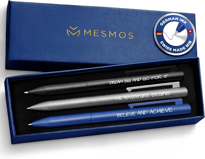 MESMOS Graduation Gift for Him 2026, 3pc Luxury Pen Set, German Ink & Swiss Nib, College and High School Graduation Gifts for Boys, Masters Grad Gift for Him, Men, Male, Son, Dad, Boys