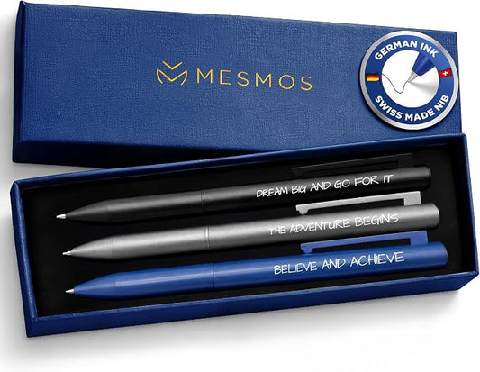 MESMOS Graduation Gift for Him 2026, 3pc Luxury Pen Set, German Ink & Swiss Nib, College and High School Graduation Gifts for Boys, Masters Grad Gift for Him, Men, Male, Son, Dad, Boys