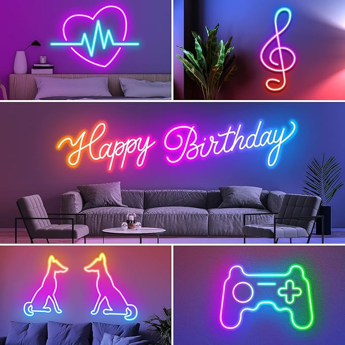 LETIANPAI 200Ft Neon Rope Lights,Flexible Led Rope Lights Control with App/Remote,Multiple Modes Music Sync Gaming RGB Led Neon Lights for Bedroom Outdoor (200FT/60M)