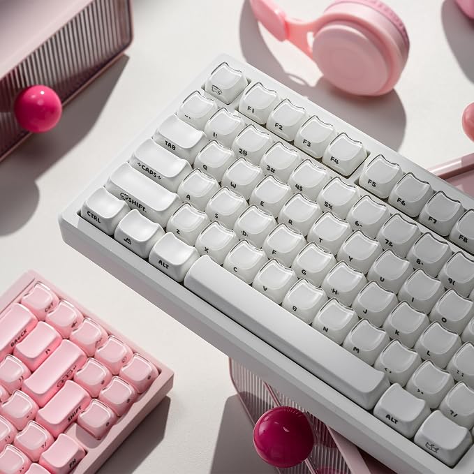 XVX Jelly Keycaps, MAO Profile Creamy White Double Shot Side-Printed Translucent 119 Keys Keycap Set, PC+ABS Keycaps for MX Switches, Fit 61/68/84/87/104/108 ANSI Mechanical Keyboards-Creamy White