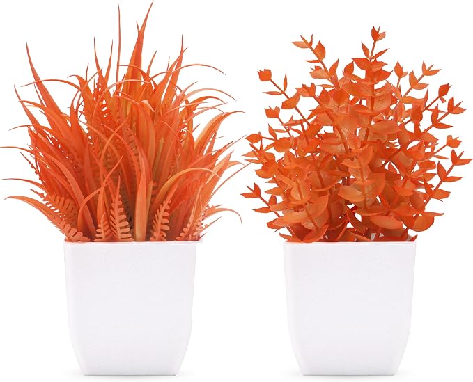 Der Rose 2 Pack Fake Plants Maple Red Artificial Potted Plants for Fall Decor