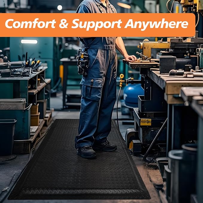 Anti Fatigue Mats Industrial 3' x 5' 15/16" Thick Ergonomic Standing Mat Commercial Kitchen Mat Heavy Duty Diamond Plate Shop Floor Mat Helps Relieve Back and Leg Soreness