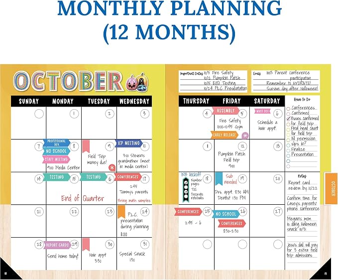 Carson Dellosa Creatively Inspired Planner 2026-2027, Undated 8" x 11" Lesson Plan Book With Stickers, Class Schedule, Weekly Calendar, Homeschool and Classroom Must Haves, Boho School Supplies