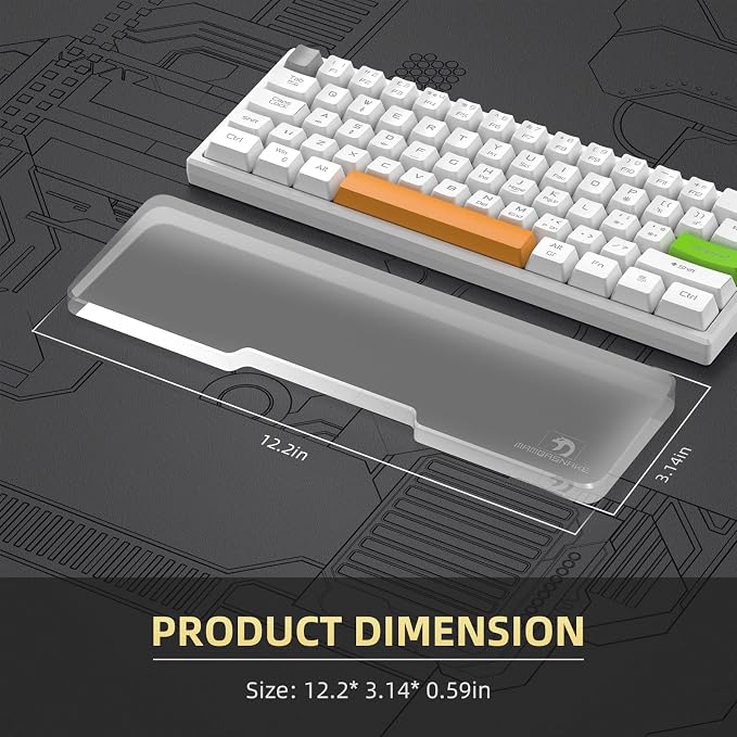 Acrylic Keyboard Wrist Rest - Mini 61Key Keyboard- Mechanical Keyboards Ergonomic Palm Rest for Computer Keyboard,Anti-Slip Base,Wrist Pad for Laptop,Office & Home-Easy Typing