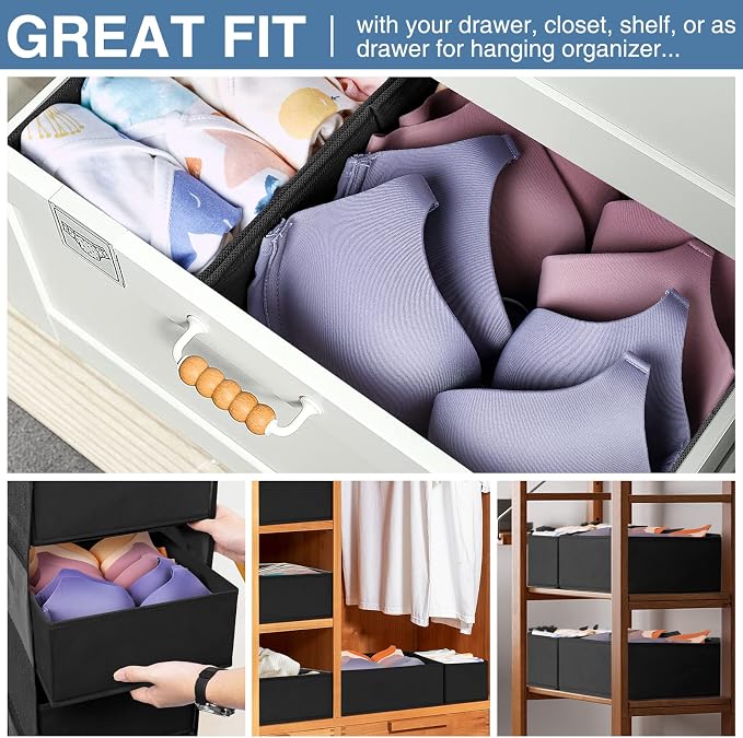Drawer Organizer Clothes 12 Pack - Odorless Closet Organizers and Storage for Sock Underwear Bra - Dresser Organizador for Bedroom Organization -Nursery Drawer Divider Trays for Baby Clothes