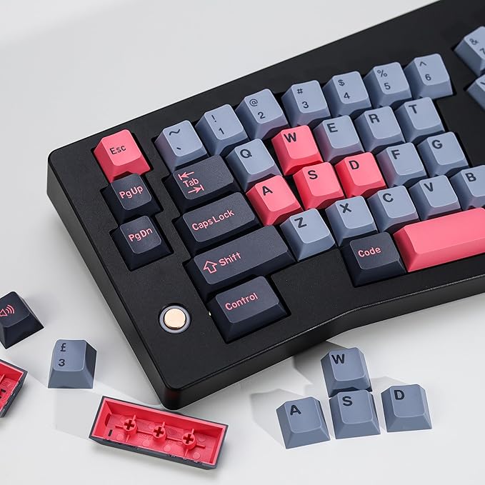 8008 PBT Double Shot Keycap Set,174 Keys Retro Blue Custom Key Cap Keycaps 60 Percent Cherry Profile Keycaps for 61/64/68/84/87/100/104/108 Mechanical Keyboard