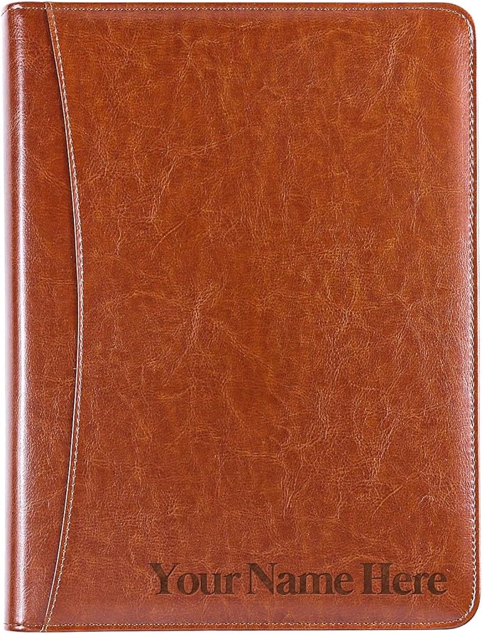 Customized Organizer Padfolio Planner for Men, Personalized Leather Portfolio for Staffs Colleague Employee, Gifts for Graduates, Perfect for Graduation, Birthday, Anniversary, Fathers Day, Christmas