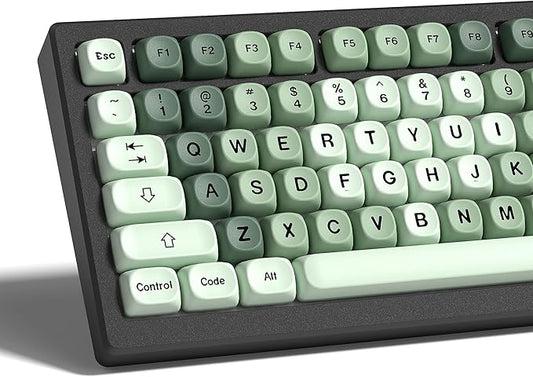 Womier Matcha Keycaps Green, PBT MOA Custom Keyboard Keycaps 60 65 75 100 Percent, Gradient Key Caps Set, 5 Side Dye Sublimation for Cherry Gateron MX Switches Keyboards, Green