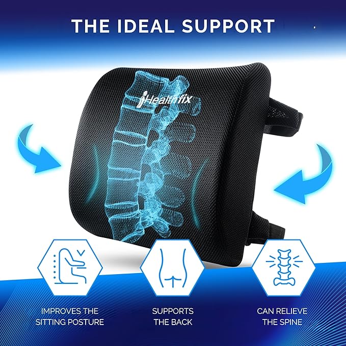 Healthfix® Car Lumbar Support Pillow | Back Cushion to Help Improve Posture (Soft)