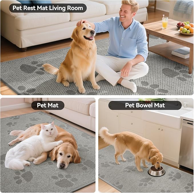 YDKGL Non-Slip Kitchen Mats for Floor, Soft Woven Linen Embroidery Kitchen Runner Rug - Super Absorbent Washable Kitchen Sink Mat with Rubber Backing for Office & Home Gray 17x59