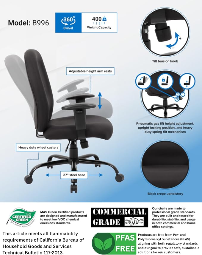 Boss Office Products Heavy Duty Task Chair, Black