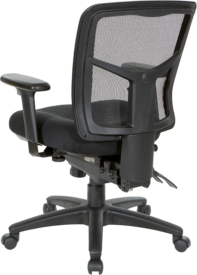 Office Star ProGrid Breathable Mesh Manager's Office Chair with Adjustable Seat Height, Multi-Function Tilt Control and Seat Slider, Mid Back, Coal FreeFlex Fabric