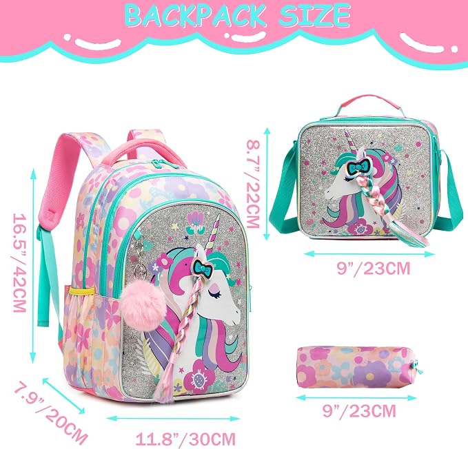 Unicorn Kids Backpack for School Backpack for Girls Primary School Kids Backpacks Daypack Elementary Students for Teens Girls Backpacks for Travel