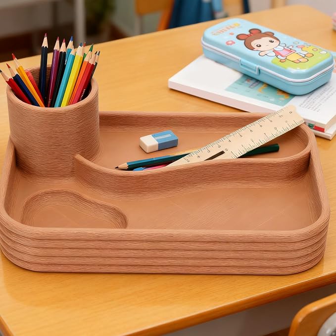 Desk Organizer, Premium Plastic Storage Plate, Dedicated Pen Holder Organizer for Office Supplies, Ideal for Stationery Pens and USB Drives