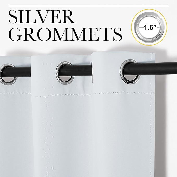 NICETOWN Room Darkening Draperies Curtains Panels, Greyish White, 2 Panels, 42 by 78, Window Treatment Thermal Insulated Grommet Room Darkening Curtains/Drapes for Bedroom