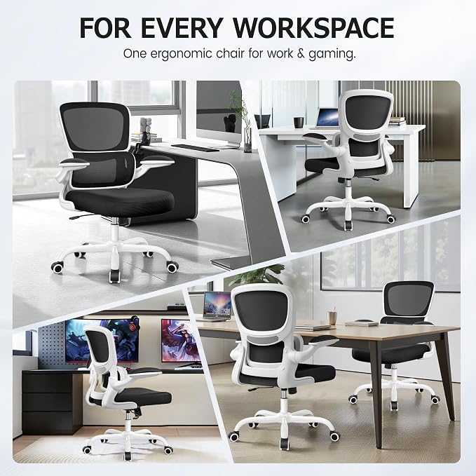 ALLGOD Office Chair Ergonomic Desk Chair, Breathable Mesh Desk Chair Comfy with Lumbar Support, Flip-up Armrests, Computer Chairs Comfortable for Home, Office, Work, Standard, 300Lbs