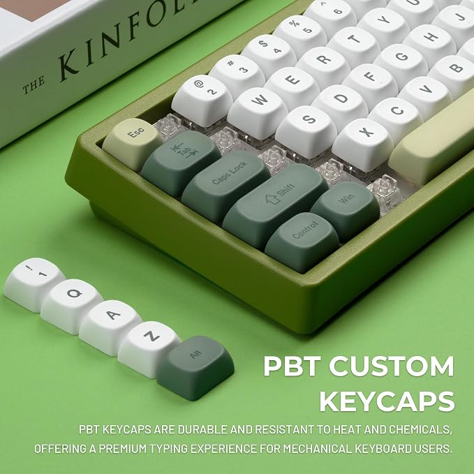 OHY XVX MOA Profile Matcha Panda PBT Dye-Sub Keycaps Set, 143-Key Green & Creamy Keycaps for Mechanical Keyboards (Compatible with 61/64/68/84/87/100/104/108 Cherry MX Switches)