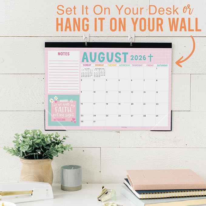 Hadley Designs Large Teacher Desk Calendar 2026-2027 - Desktop Calendar 2026, 18-Month Desk Calendars for Home, Office & Classroom, Cute Classroom Must Haves, Back to School Teacher Gifts