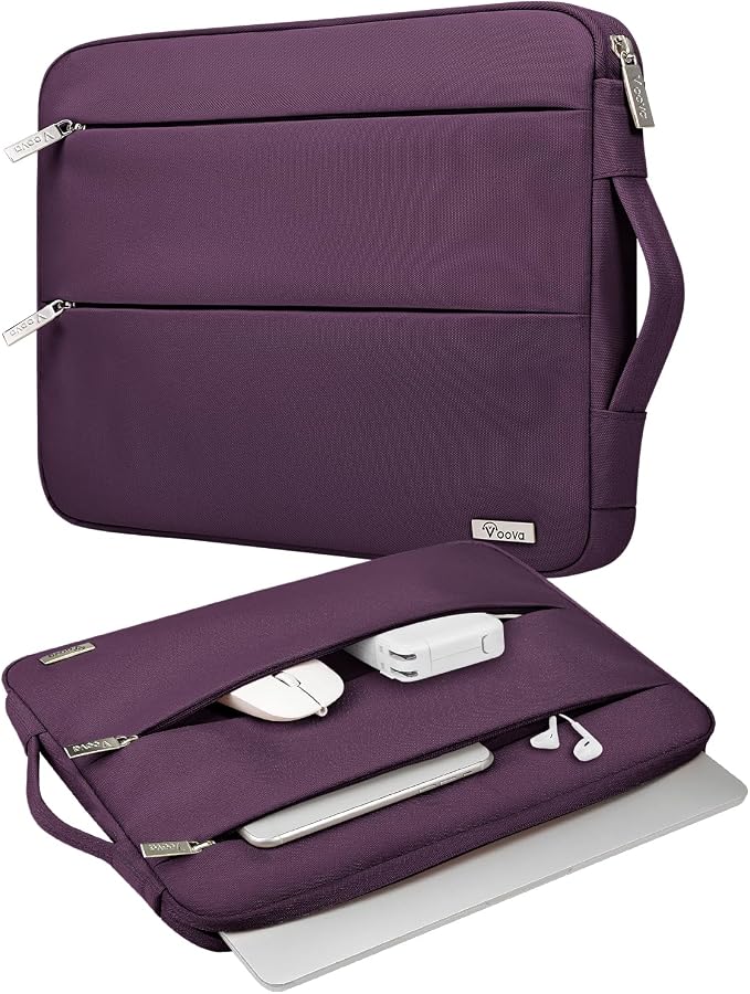Voova Laptop Sleeve Carrying Case 13 13.6 Inch Compatible with MacBook Air 13 M1/M2/M3/M4, MacBook Pro 13/14, IPad Pro 13, Waterproof Slim Computer Cover Bag, Dark Purple