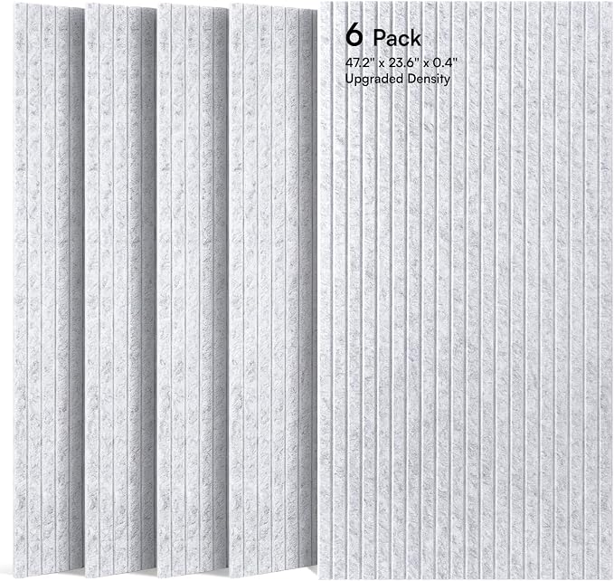 SODOCT 6 Pack Large Acoustic Panels, 47.2" X 23.6" X 0.4" Sound Proof Panels for Walls, High Density Sound Absorbing Panels for Home Studio & Office, Gray