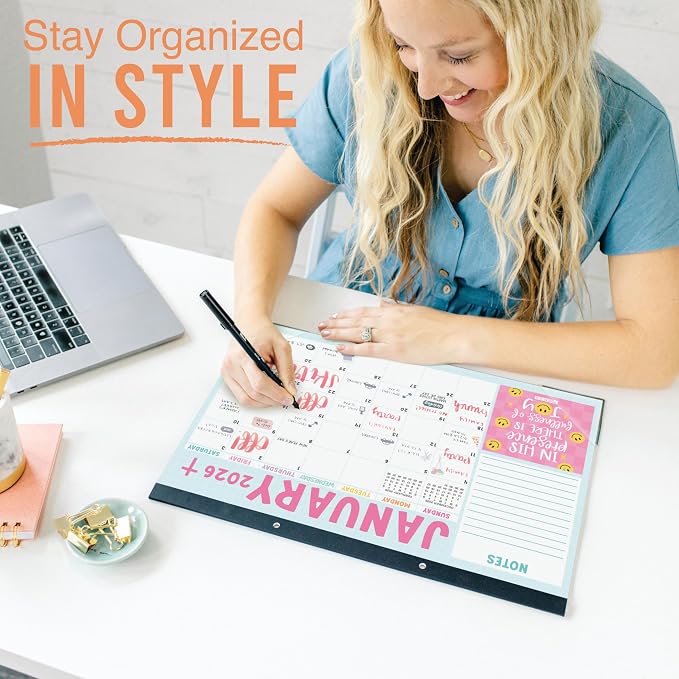 Hadley Designs Large Teacher Desk Calendar 2026-2027 - Desktop Calendar 2026, 18-Month Desk Calendars for Home, Office & Classroom, Cute Classroom Must Haves, Back to School Teacher Gifts
