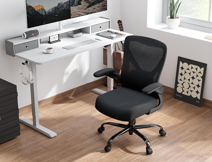 Ergalithic Office Chair: Mesh Ergonomic Desk Chair with 3D Lumbar & Swivel | 330LBS Computer Chair-Executive Task Chairs with Flip-up Arms Home Office Chairs Gaming Chair for Long Hours(Black-Pack of 6)
