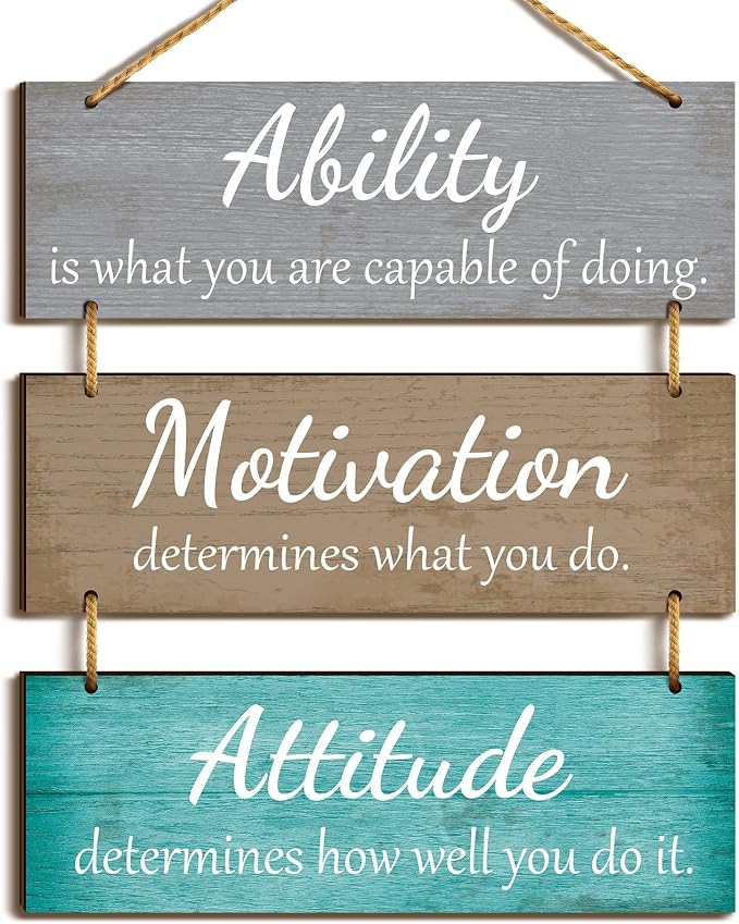 Jetec Office Wall Decor Sign Inspirational Motivational Plaques with Sayings Rustic Wooden Hangings Ability Sign for Coworker Holiday Gift Office Home Artwork Decoration(Bright Color)