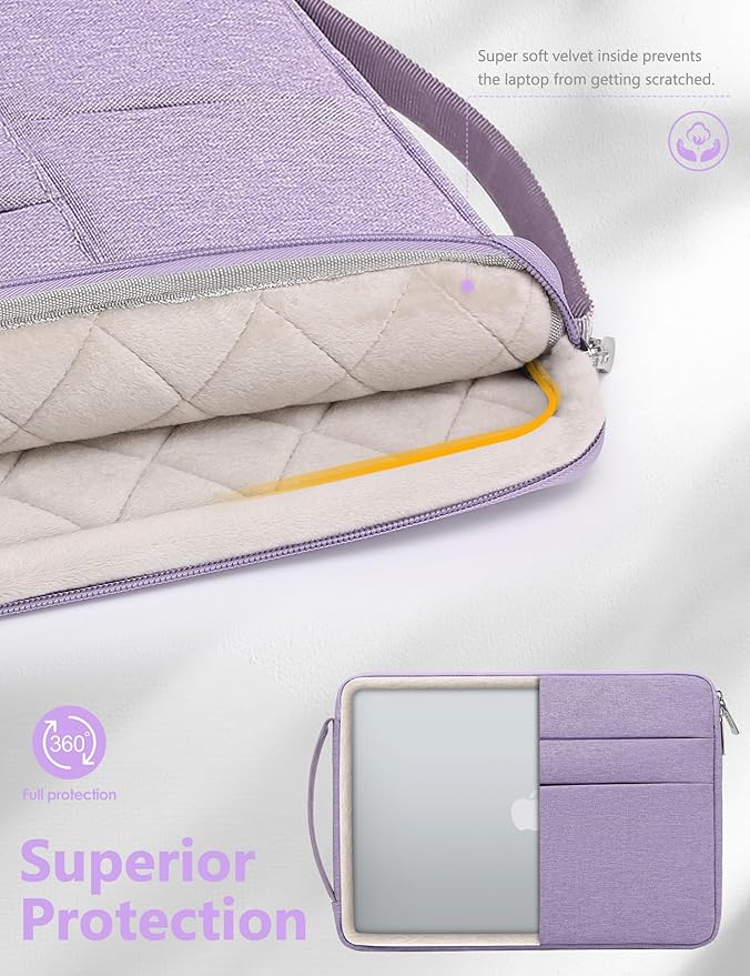 HYZUO 13.3-14 Inch Laptop Sleeve Bag for MacBook Pro 14 M5-M1 Pro/Max A3426 A3427 2026-2021, MacBook Air/Pro 13, 13.8-13.5 Surface Laptop/Book, NoteBook Case for 13" HP Dell Lenovo Asus, Lilac Purple