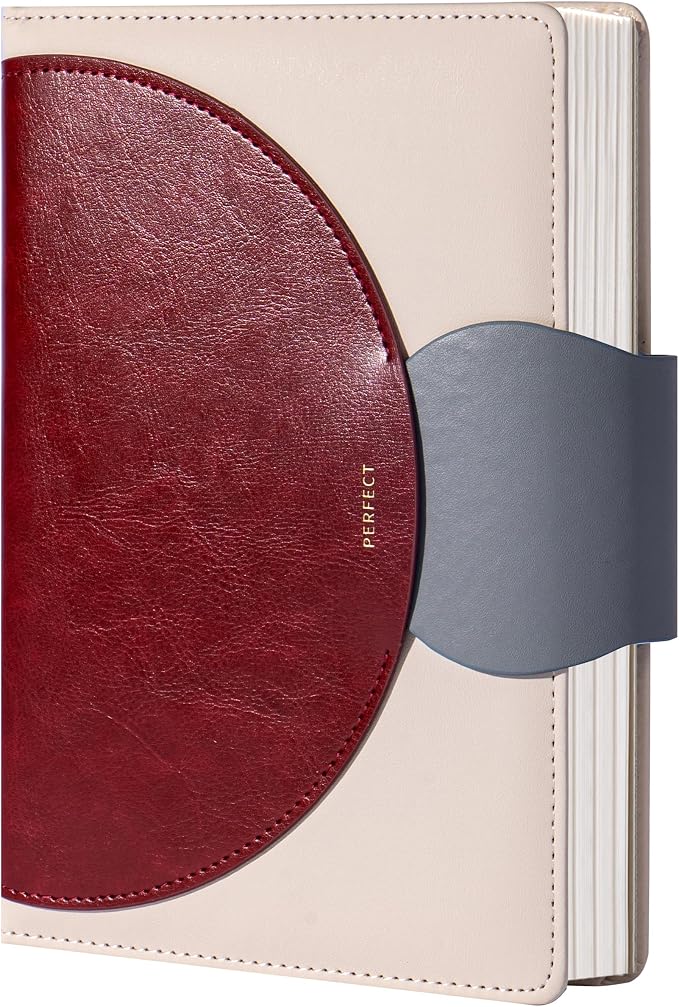 CAGIE Lined Journal for Women, 100GSM Leather Journals for Writing with Buckle Closure,A5 Hardcover Diary Journaling Notebooks for Business Work School Note Taking 5.9" x8.5 (Red)