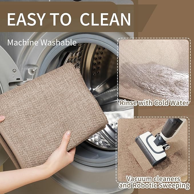 YDKGL Kitchen mats for Floor, Water and Oil Absorbent Runner Rugs for Kitchen, Kitchen Mat in Front of Sink,Non-Slip and Washable Kitchen Rugs,Braided Quick Dry Kitchen Standing Mat 17x47 Brown