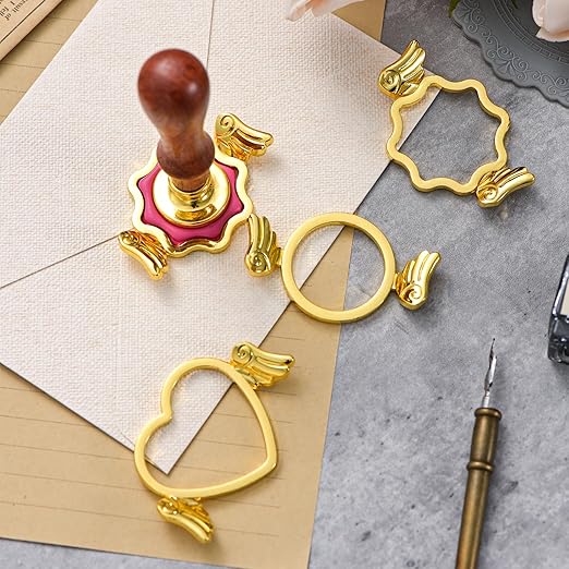 3-Pack Metal Wax Seal Kit for 1 Inch Stamp, 3 Metal Molds With Round Flower Shape, 3 Waxing Mat, Sealing Kit for Gift Wrapping, Wedding Invitations, Envelopes, Cards, Wine Packaging