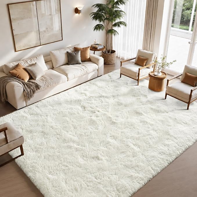 Zentavio White Area Rugs for Bedroom Soft Large Living Room Rugs 6x9 Fluffy Furry Shag Aesthetic Carpet Plush High Pile Floor Rug for Nursery Kids Room Dorm Home Decor