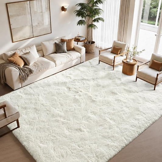 Zentavio White Area Rugs for Bedroom Soft Large Living Room Rugs 6x9 Fluffy Furry Shag Aesthetic Carpet Plush High Pile Floor Rug for Nursery Kids Room Dorm Home Decor