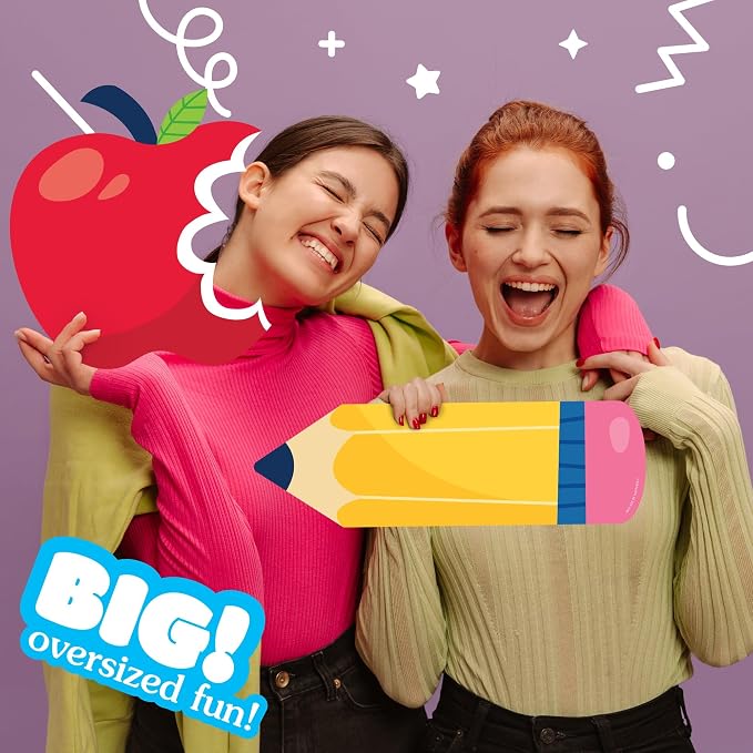 Big Dot of Happiness School Supplies - Paper Airplane, Apple and Pencil Decorations - Kids Classroom Decorations Large Photo Props - 3 Pc