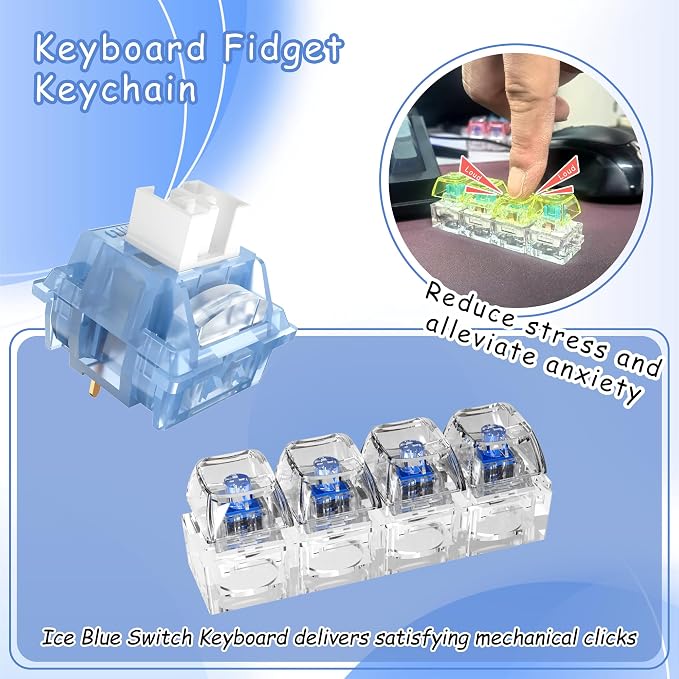 Outemu V3 Ice Blue Switches,Clickers for 3D Prints,3-pin 40gf Pre-lubed Dustproof Clicky Switch,Suitable for MX Mechanical Gaming Keyboards(72Pcs)