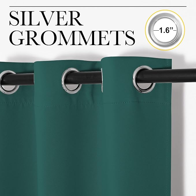 NICETOWN Black Out Curtain for Patio Door 108 inches Long, Grommet Thermal Insulated Room Divider Extra Wide Window Treatment Sound Reducing for Home Office, Hunter Green, 1 Panel, W120 x L108