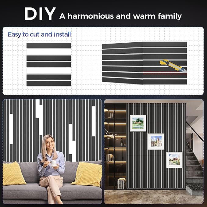 16 Pack 2-Layer Fold Soundproof Wall Panels, 12 x 12 x 0.43 in Large Sound Proof Foam Panels for Walls, High Density, 3D Acoustic Panels,Artistic Noise Dampening Panels Black&White