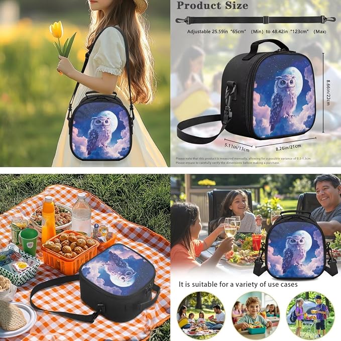 Ystardream 3D Owl Backpack with Lunch Box for Kids Girls Large Capacity School Back Pack Elementary Primary School Bag with Adjustable Straps 4pcs Bookbag Sets for Student Easy to Carry