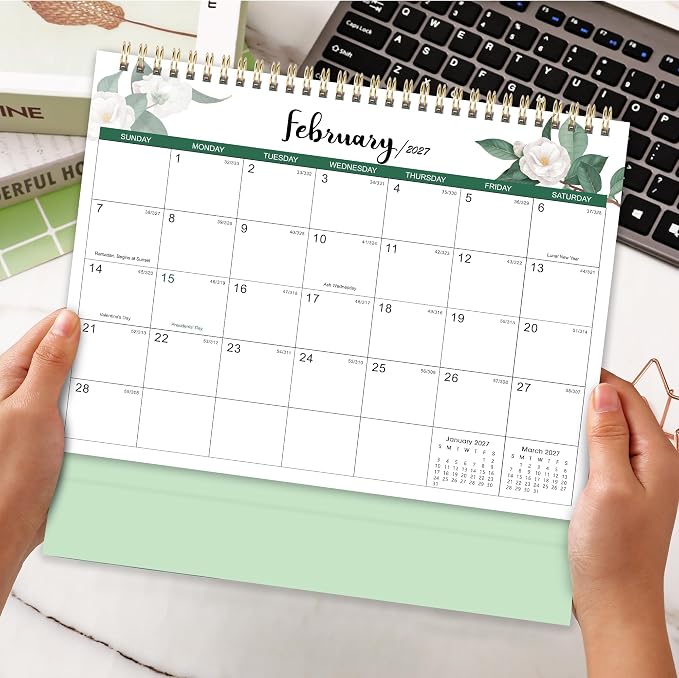 Desk Calendar 2026-2027, Jul. 2026 to Dec. 2027, Standing Flip Desktop Calendars 2026-2027, 10" x 8.3", Small Desk Calendar with Thick Paper, 2027 Calendars with Strong Twin-Wire