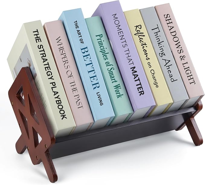 Bunkal Bamboo Desktop Bookshelf & Book Stand for Small Spaces – Tilted Desk Bookshelf Organizer for Cookbook Storage, Home Office, Dorm & Nightstand – 16x9x9in, Solid Bamboo, Easy Assembly
