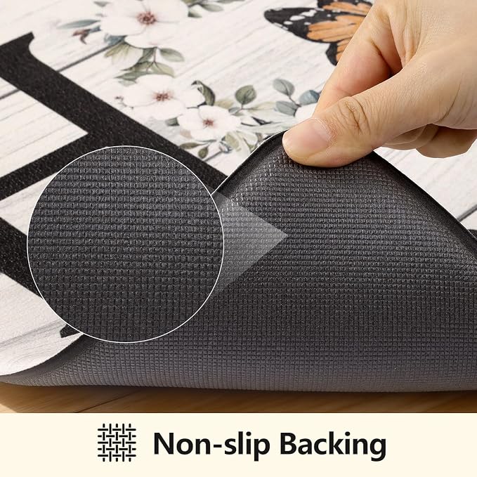 Yamaziot Anti Fatigue Kitchen Rug Set of 3, Non-Slip Cushioned Floor Mats | Waterproof, Stain Resistant, Farmhouse Cushioned Comfort Standing Desk Mat with Runner for Kitchen, Office, Sink, Laundry