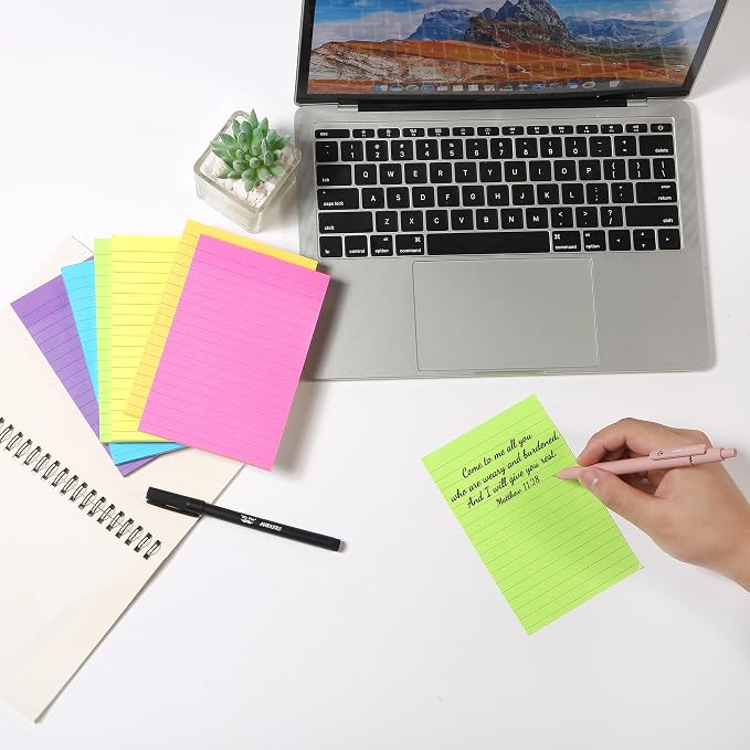 Mr. Pen- Lined Sticky Notes, 3" x 4", 6 Pads, 60 Sheets/Pad, Vibrant Color | Sticky Notes with Lines, Ruled Post Stickies, Memo Pads, Self-Stick Note Pad for Office, School, Home, Study
