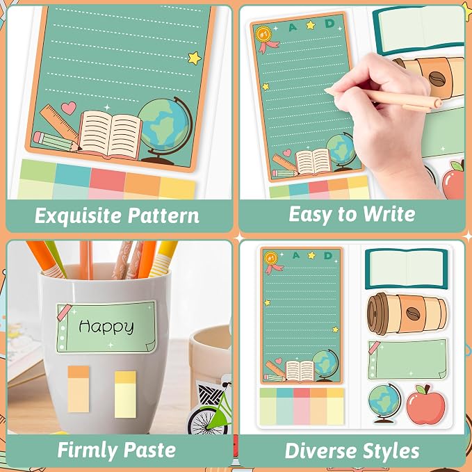 B1ykin Cute Sticky Notes Set - Amazing Teacher Self-Stick Notes Pad, 550 Sheets Writing Memo Pages Sticky Notepad for Teacher Appreciation Gifts, School Office Supplies (Rainbow Teacher)