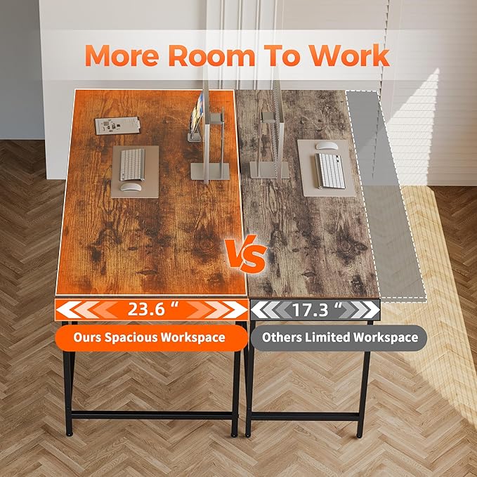 Mericonia 48 inch Rolling Computer Desk with Wheels, Gaming Desk for Small Spaces, Modern Simple Style Table for Home Office, Study Writing Table