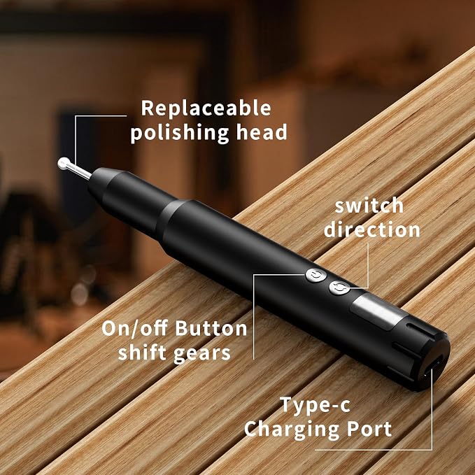 Wireless Engraving Pen Kit for Jewelry, Wood, Metal, Glass & Plastic - Cordless DIY Engraver with 30 Bits & Polishing Function, Portable Tool for Artists, Craftsmen, (Black - Upgraded Version)
