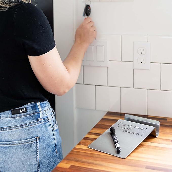 Three by Three Seattle 5.5 x 9 Inch to.do Dry Erase Board with Marker for Memos, Lists, and More in Office, Home, Classroom, and Event Spaces (2 Pack, Stainless Steel)