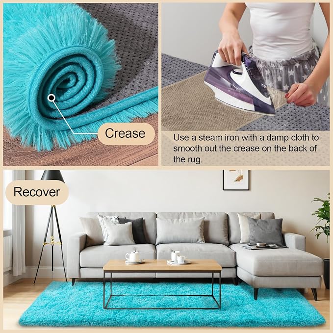Mugorn Small Soft Shag Rugs for Bedroom, 3x5 Fluffy Area Rugs for Living Room