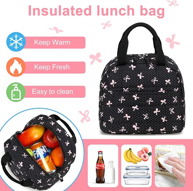 LEDAOU Kids Backpack for Girls Backpacks with Lunch Box, Lightweight Bookbag Set Elementary Middle School Back pack for 8-14