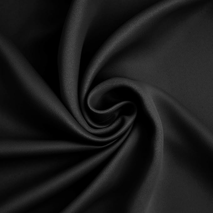 Sun Zero Nordic 2-pack Theater Grade Extreme 100% Blackout Grommet Curtain Panel Pair, 52" x 63", Black